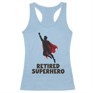 Retired Superhero Retirement Gift Racerback Tank Top Flying Red Cape Silhouette Graphic