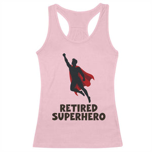Retired Superhero Retirement Gift Racerback Tank Top Flying Red Cape Silhouette Graphic