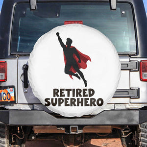 Retired Superhero Retirement Gift Spare Tire Cover Flying Red Cape Silhouette Graphic TS12 No hole White Print Your Wear