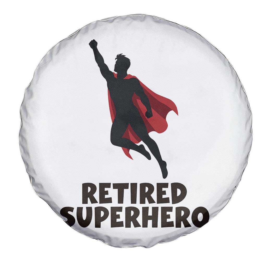 Retired Superhero Retirement Gift Spare Tire Cover Flying Red Cape Silhouette Graphic TS12 Print Your Wear