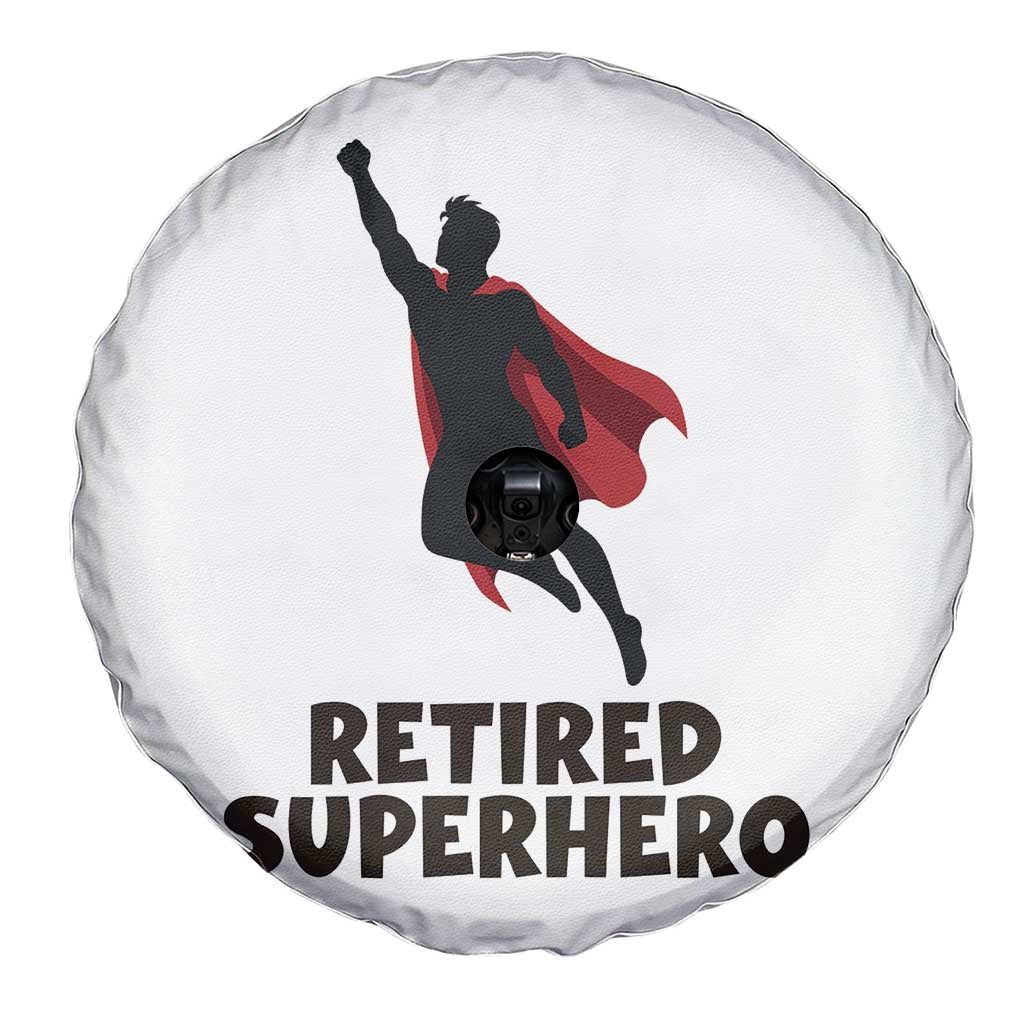 Retired Superhero Retirement Gift Spare Tire Cover Flying Red Cape Silhouette Graphic TS12 Print Your Wear