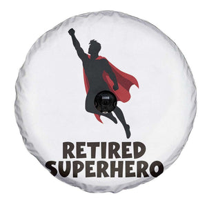 Retired Superhero Retirement Gift Spare Tire Cover Flying Red Cape Silhouette Graphic TS12 Print Your Wear