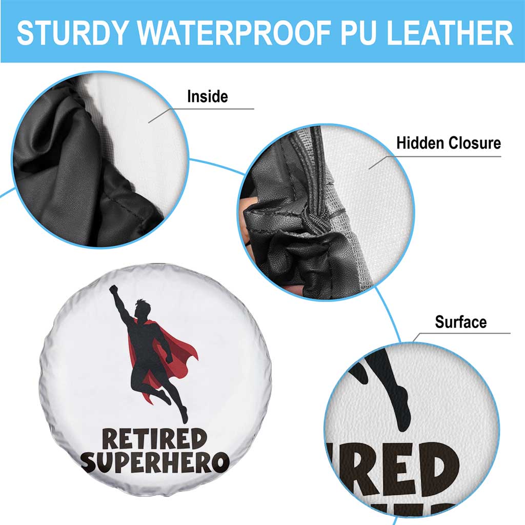 Retired Superhero Retirement Gift Spare Tire Cover Flying Red Cape Silhouette Graphic TS12 Print Your Wear