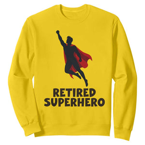 Retired Superhero Retirement Gift Sweatshirt Flying Red Cape Silhouette Graphic