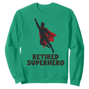 Retired Superhero Retirement Gift Sweatshirt Flying Red Cape Silhouette Graphic