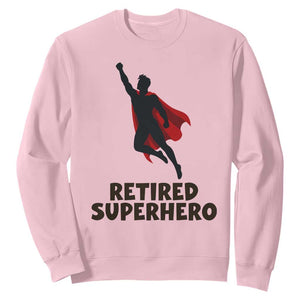 Retired Superhero Retirement Gift Sweatshirt Flying Red Cape Silhouette Graphic