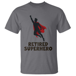 Retired Superhero Retirement Gift T Shirt Flying Red Cape Silhouette Graphic