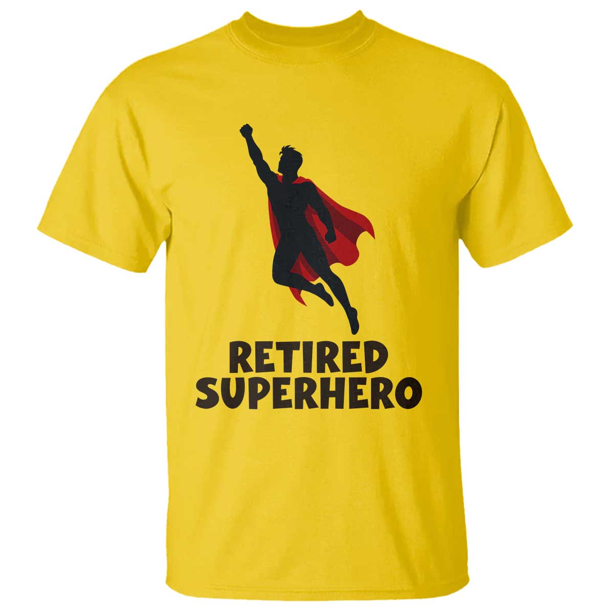 Retired Superhero Retirement Gift T Shirt Flying Red Cape Silhouette Graphic