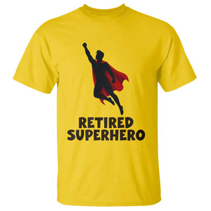 Retired Superhero Retirement Gift T Shirt Flying Red Cape Silhouette Graphic