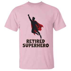 Retired Superhero Retirement Gift T Shirt Flying Red Cape Silhouette Graphic