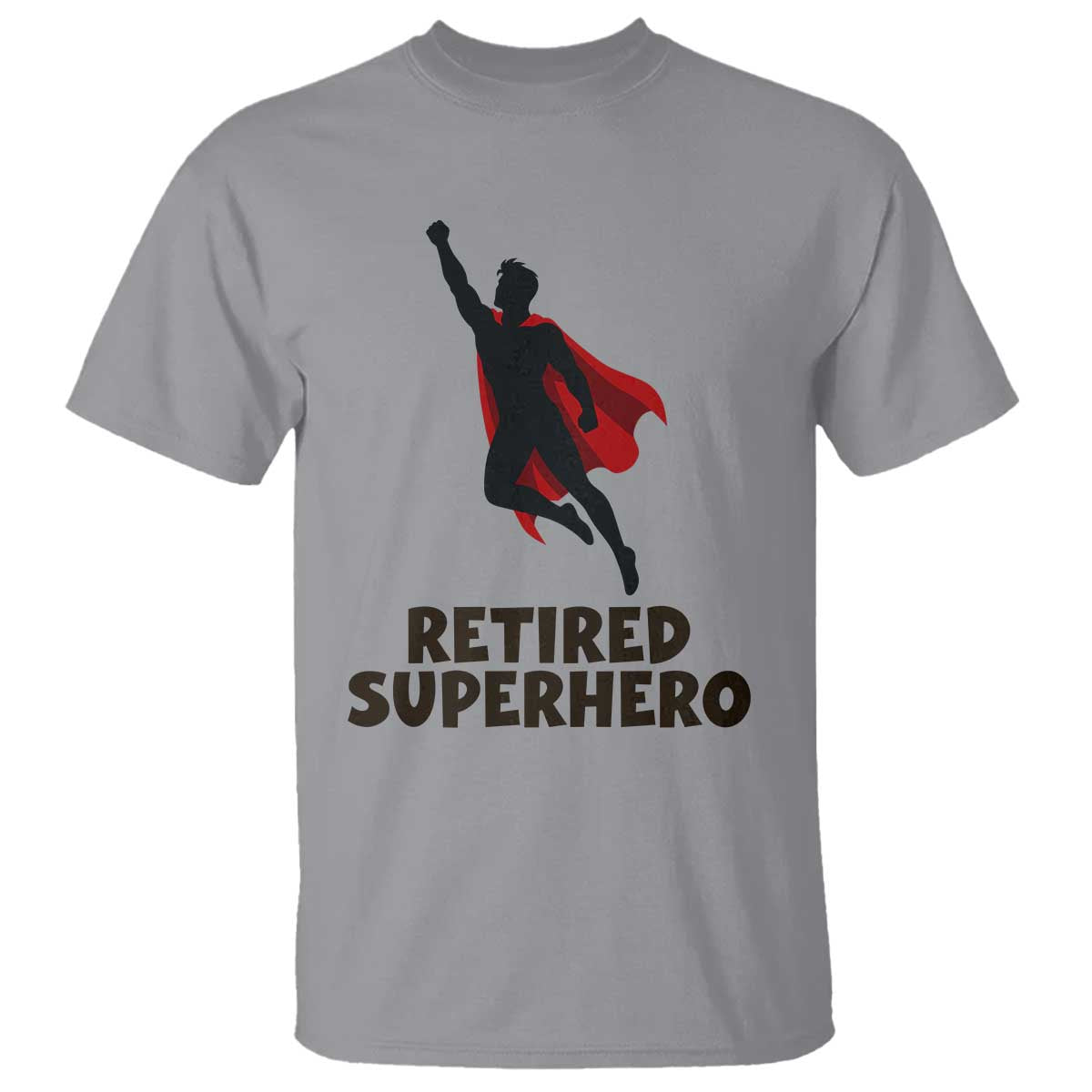 Retired Superhero Retirement Gift T Shirt Flying Red Cape Silhouette Graphic