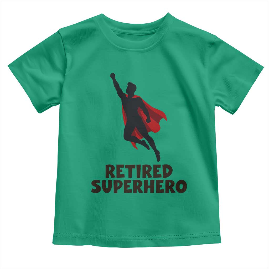 Retired Superhero Retirement Gift Toddler T Shirt Flying Red Cape Silhouette Graphic