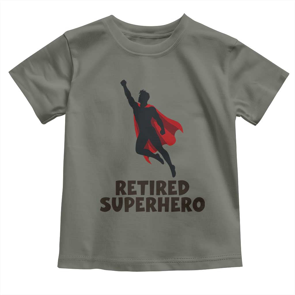 Retired Superhero Retirement Gift Toddler T Shirt Flying Red Cape Silhouette Graphic
