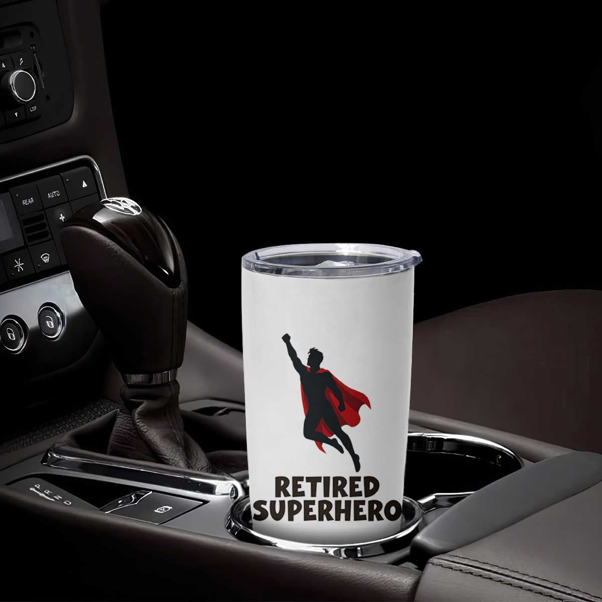 Retired Superhero Retirement Gift Tumbler Cup Flying Red Cape Silhouette Graphic TS12 Print Your Wear