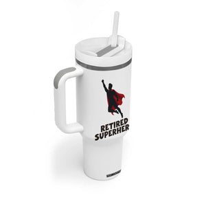 Retired Superhero Retirement Gift Tumbler With Handle Flying Red Cape Silhouette Graphic TS12 Print Your Wear