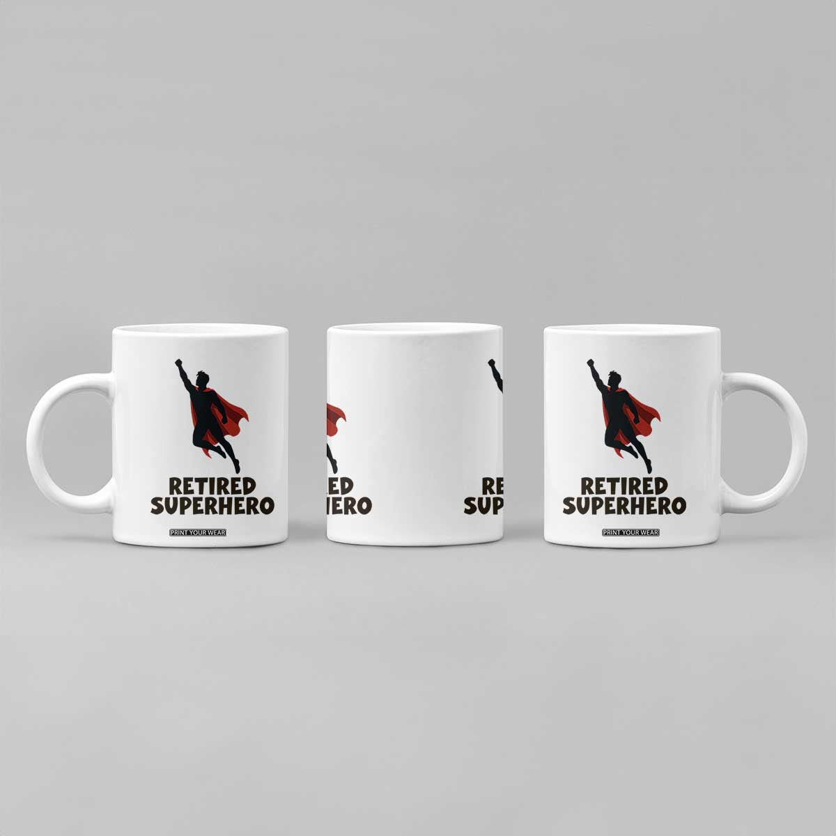 Retired Superhero Retirement Gift Coffee Mug Flying Red Cape Silhouette Graphic TS12 Print Your Wear