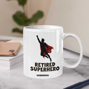 Retired Superhero Retirement Gift Coffee Mug Flying Red Cape Silhouette Graphic TS12 Print Your Wear