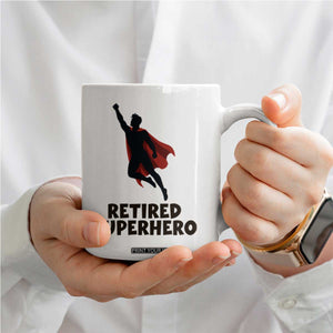Retired Superhero Retirement Gift Coffee Mug Flying Red Cape Silhouette Graphic TS12 Print Your Wear