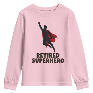 Retired Superhero Retirement Gift Youth Sweatshirt Flying Red Cape Silhouette Graphic