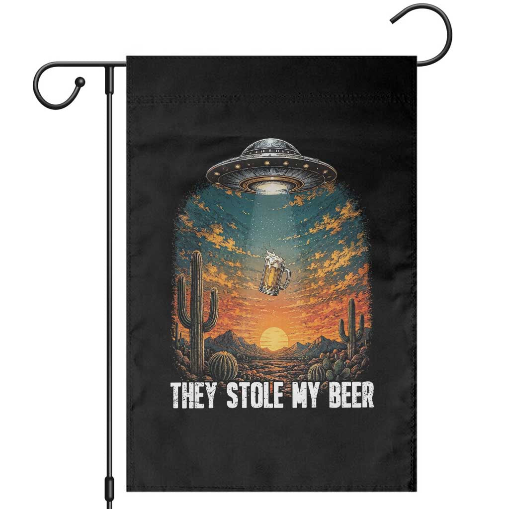 They Stole My Beer Garden Flag Funny UFO Abducting Beer Mug Vintage Western Gift TS12 Black Print Your Wear