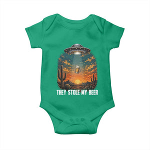 They Stole My Beer Baby Onesie Funny UFO Abducting Beer Mug Vintage Western Gift