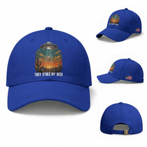 They Stole My Beer Baseball Cap Funny UFO Abducting Beer Mug Vintage Western Gift