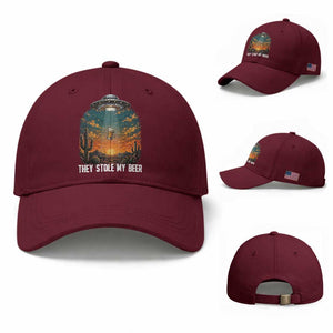 They Stole My Beer Baseball Cap Funny UFO Abducting Beer Mug Vintage Western Gift