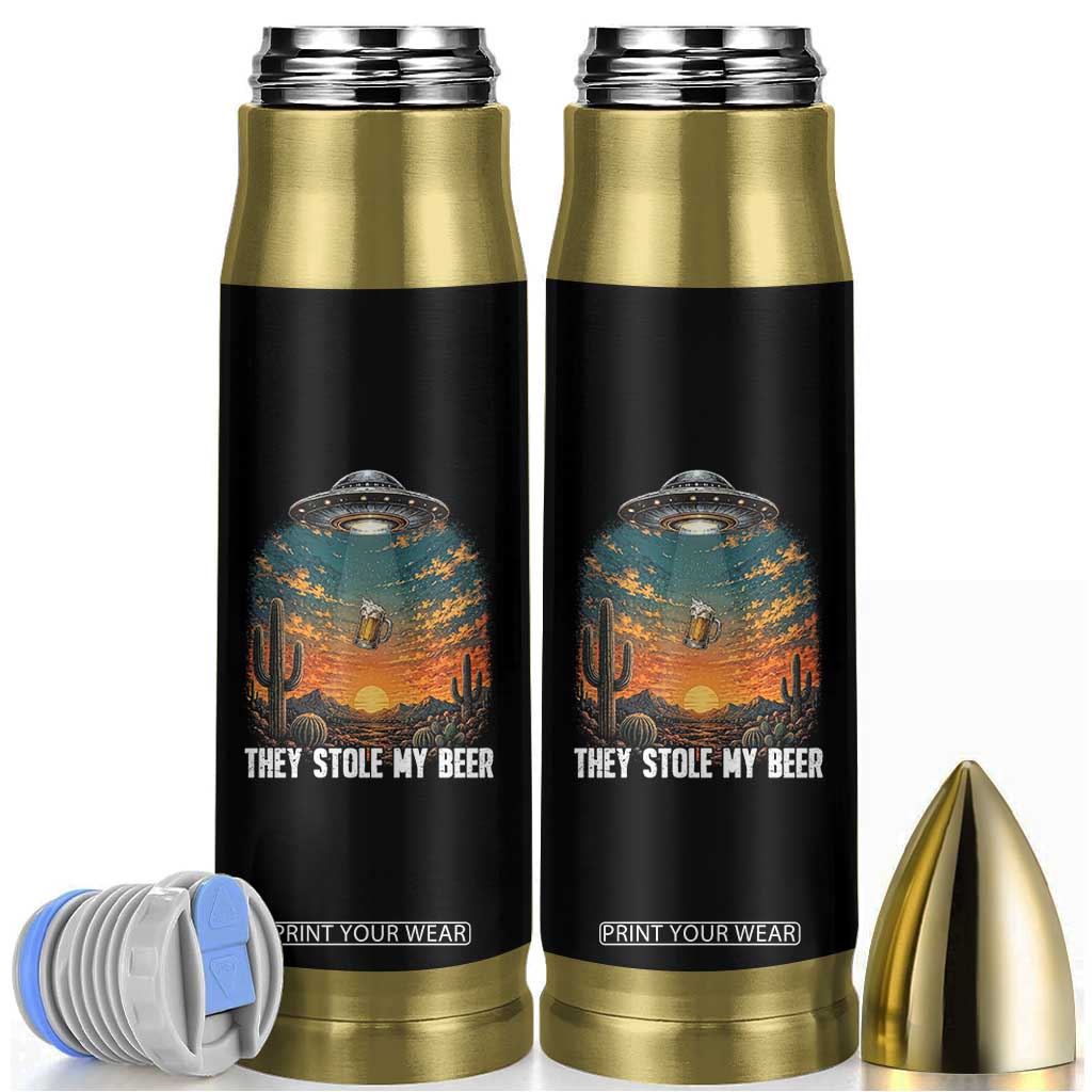 They Stole My Beer Bullet Tumbler Funny UFO Abducting Beer Mug Vintage Western Gift TS12 Black Print Your Wear