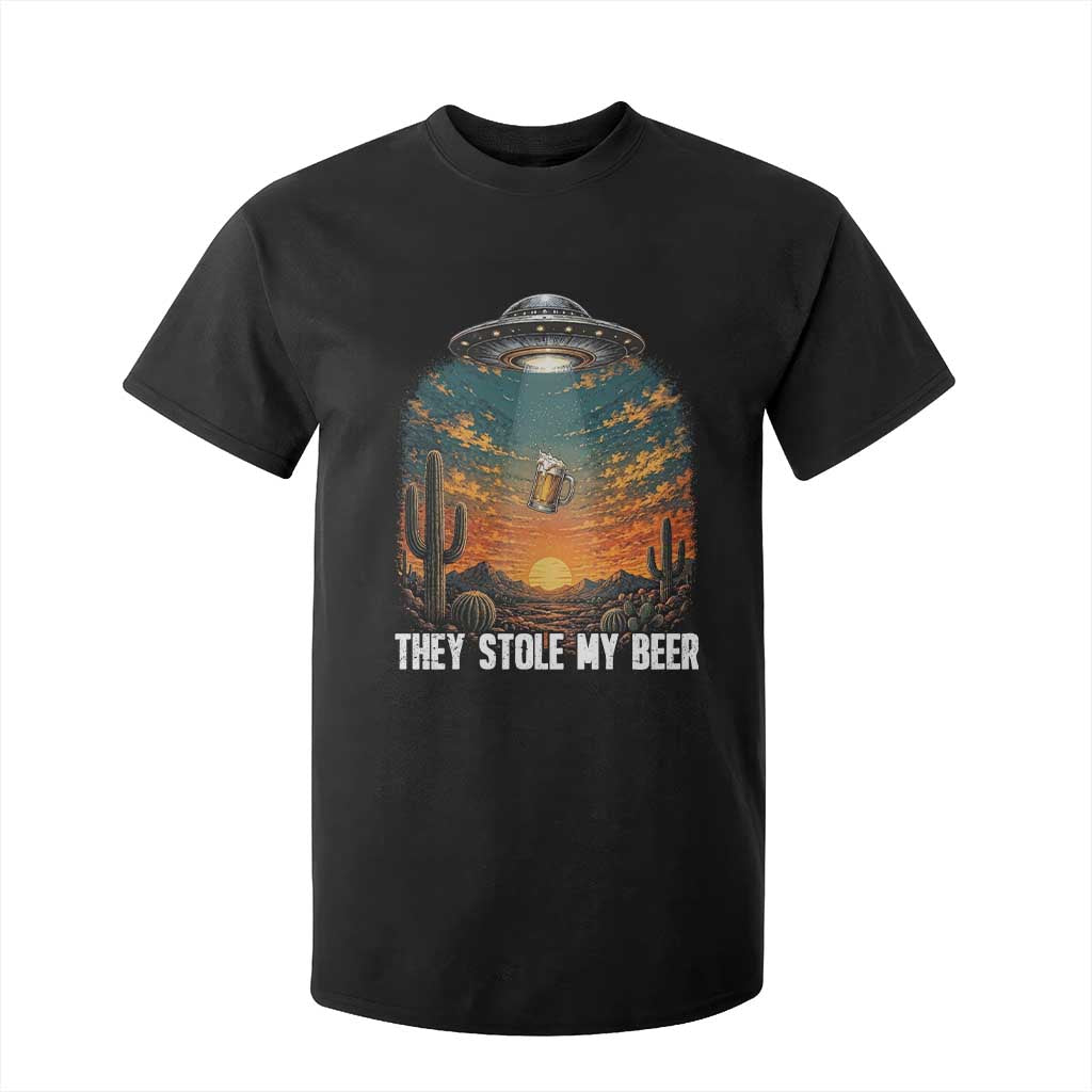 They Stole My Beer T Shirt For Kid Funny UFO Abducting Beer Mug Vintage Western Gift TS12 Black Print Your Wear