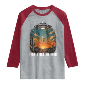They Stole My Beer Raglan Shirt Funny UFO Abducting Beer Mug Vintage Western Gift