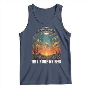 They Stole My Beer Tank Top Funny UFO Abducting Beer Mug Vintage Western Gift