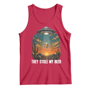 They Stole My Beer Tank Top Funny UFO Abducting Beer Mug Vintage Western Gift