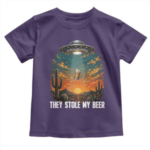 They Stole My Beer Toddler T Shirt Funny UFO Abducting Beer Mug Vintage Western Gift