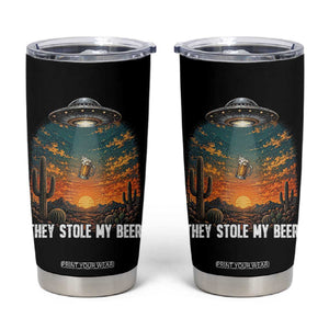 They Stole My Beer Tumbler Cup Funny UFO Abducting Beer Mug Vintage Western Gift TS12 Black Print Your Wear