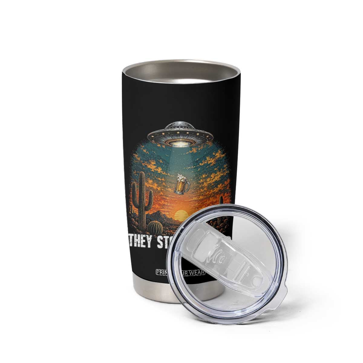 They Stole My Beer Tumbler Cup Funny UFO Abducting Beer Mug Vintage Western Gift TS12 Print Your Wear