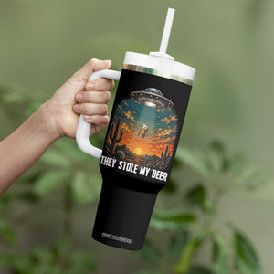 They Stole My Beer Tumbler With Handle Funny UFO Abducting Beer Mug Vintage Western Gift TS12 Print Your Wear