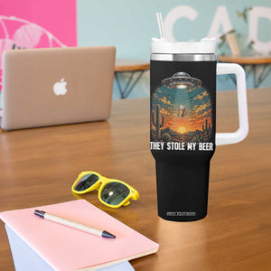 They Stole My Beer Tumbler With Handle Funny UFO Abducting Beer Mug Vintage Western Gift TS12 Print Your Wear