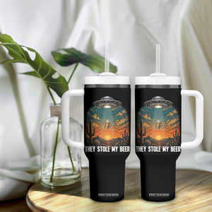 They Stole My Beer Tumbler With Handle Funny UFO Abducting Beer Mug Vintage Western Gift TS12 Print Your Wear