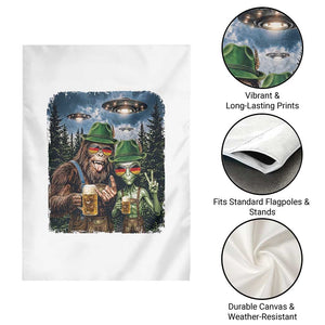 Funny Bigfoot Alien Oktoberfest Garden Flag Selfie Beer Party German Lederhosen UFO Gift