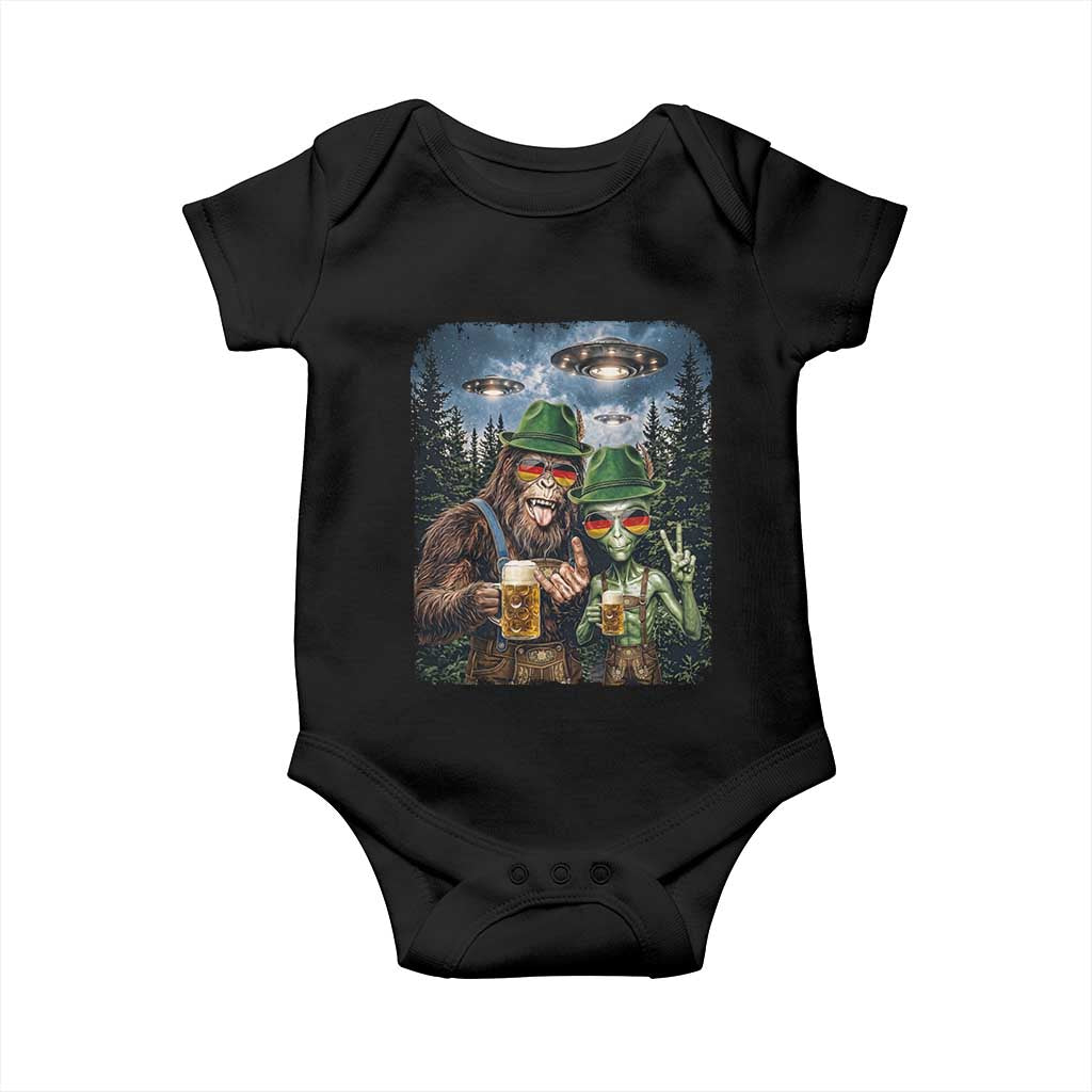 Funny Bigfoot Alien Oktoberfest Baby Onesie Selfie Beer Party German Lederhosen UFO Gift