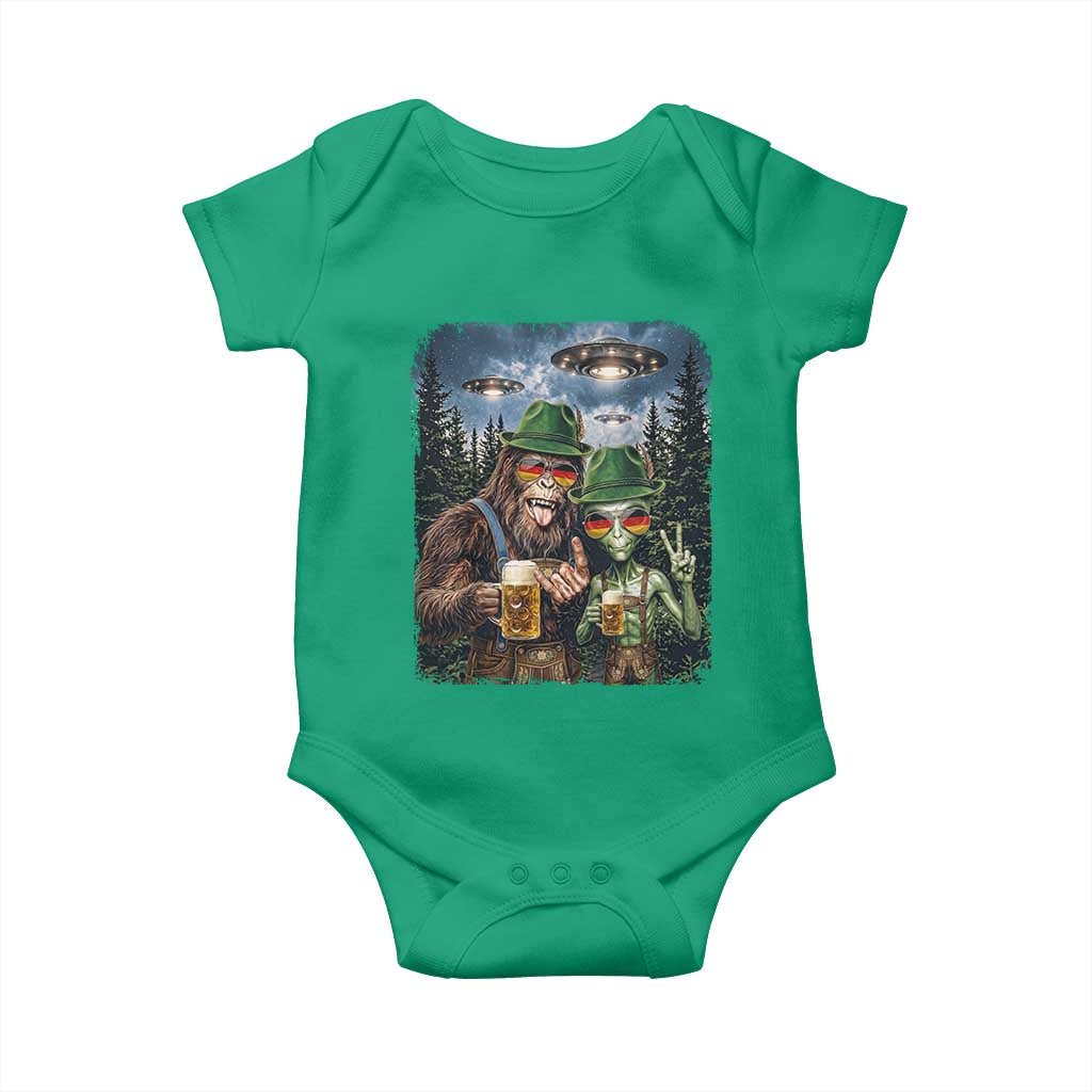 Funny Bigfoot Alien Oktoberfest Baby Onesie Selfie Beer Party German Lederhosen UFO Gift