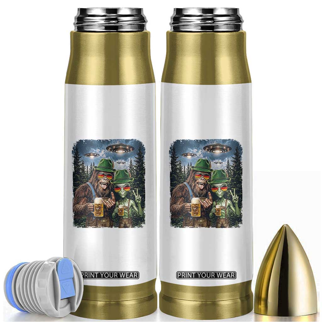 Funny Bigfoot Alien Oktoberfest Bullet Tumbler Selfie Beer Party German Lederhosen UFO Gift TS12 White Print Your Wear