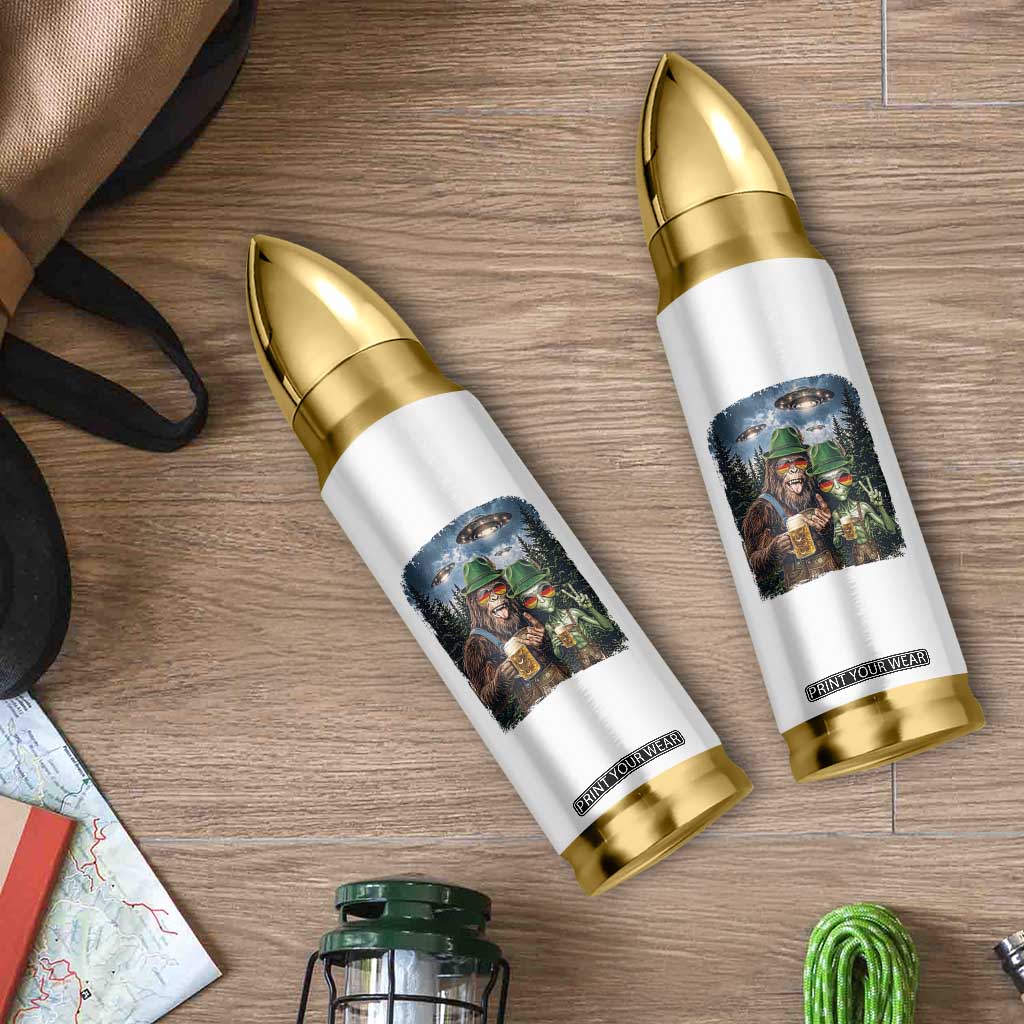 Funny Bigfoot Alien Oktoberfest Bullet Tumbler Selfie Beer Party German Lederhosen UFO Gift TS12 Print Your Wear