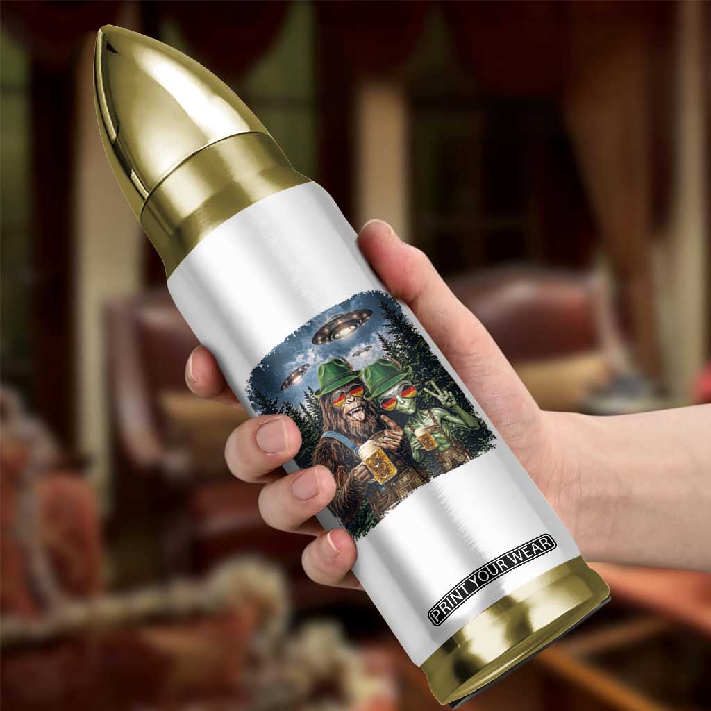 Funny Bigfoot Alien Oktoberfest Bullet Tumbler Selfie Beer Party German Lederhosen UFO Gift TS12 Print Your Wear