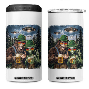 Funny Bigfoot Alien Oktoberfest 4 in 1 Can Cooler Tumbler Selfie Beer Party German Lederhosen UFO Gift TS12 One Size: 16 oz White Print Your Wear
