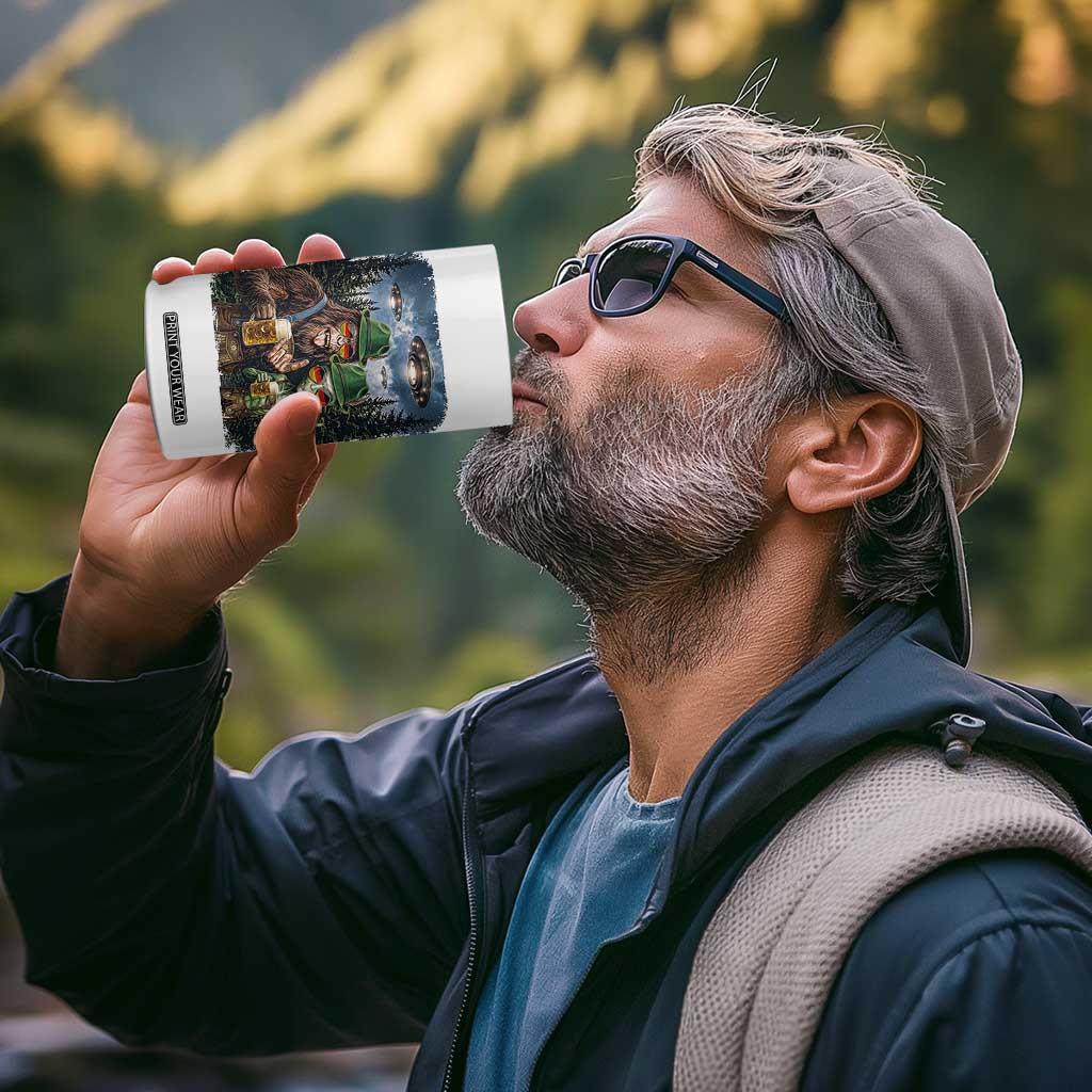 Funny Bigfoot Alien Oktoberfest 4 in 1 Can Cooler Tumbler Selfie Beer Party German Lederhosen UFO Gift TS12 Print Your Wear