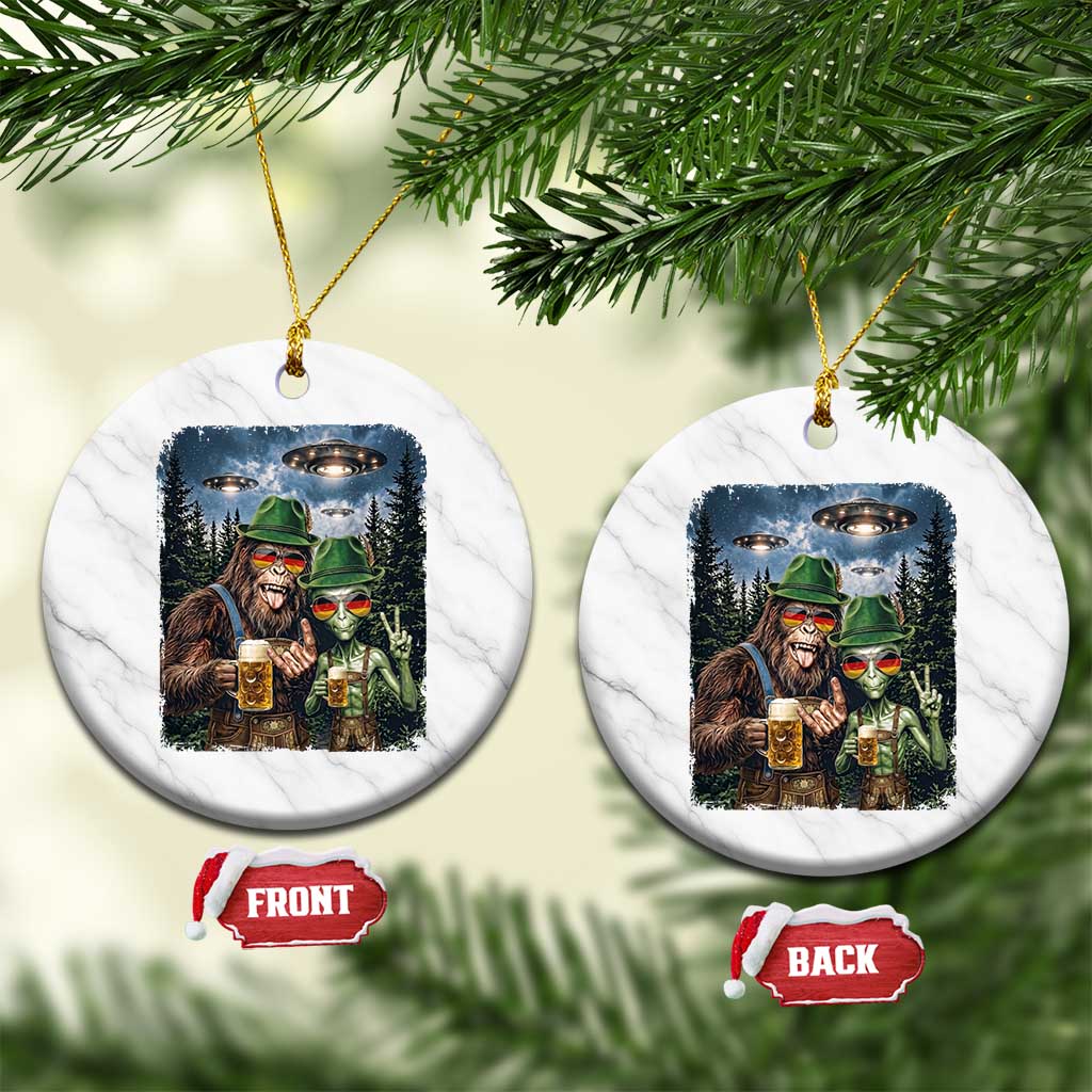 Funny Bigfoot Alien Oktoberfest Ceramic Ornament Selfie Beer Party German Lederhosen UFO Gift TS12 1pc White Marble Print Your Wear