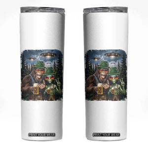 Funny Bigfoot Alien Oktoberfest Skinny Tumbler Selfie Beer Party German Lederhosen UFO Gift TS12 White Print Your Wear