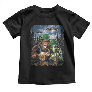 Funny Bigfoot Alien Oktoberfest Toddler T Shirt Selfie Beer Party German Lederhosen UFO Gift