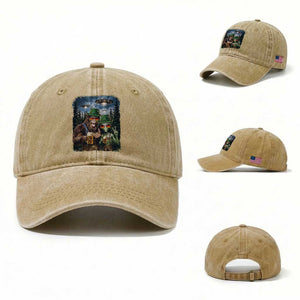 Funny Bigfoot Alien Oktoberfest Washed Cotton Baseball Cap Selfie Beer Party German Lederhosen UFO Gift